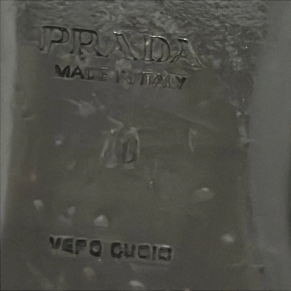 Authentic Prada luxury designer woman's signature silver soft leather flats 10